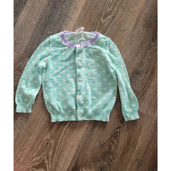 Crewcuts Girls Polka Dot Button Up Sweater Mint with Purple size 5 #8 - Picture 1 of 3
